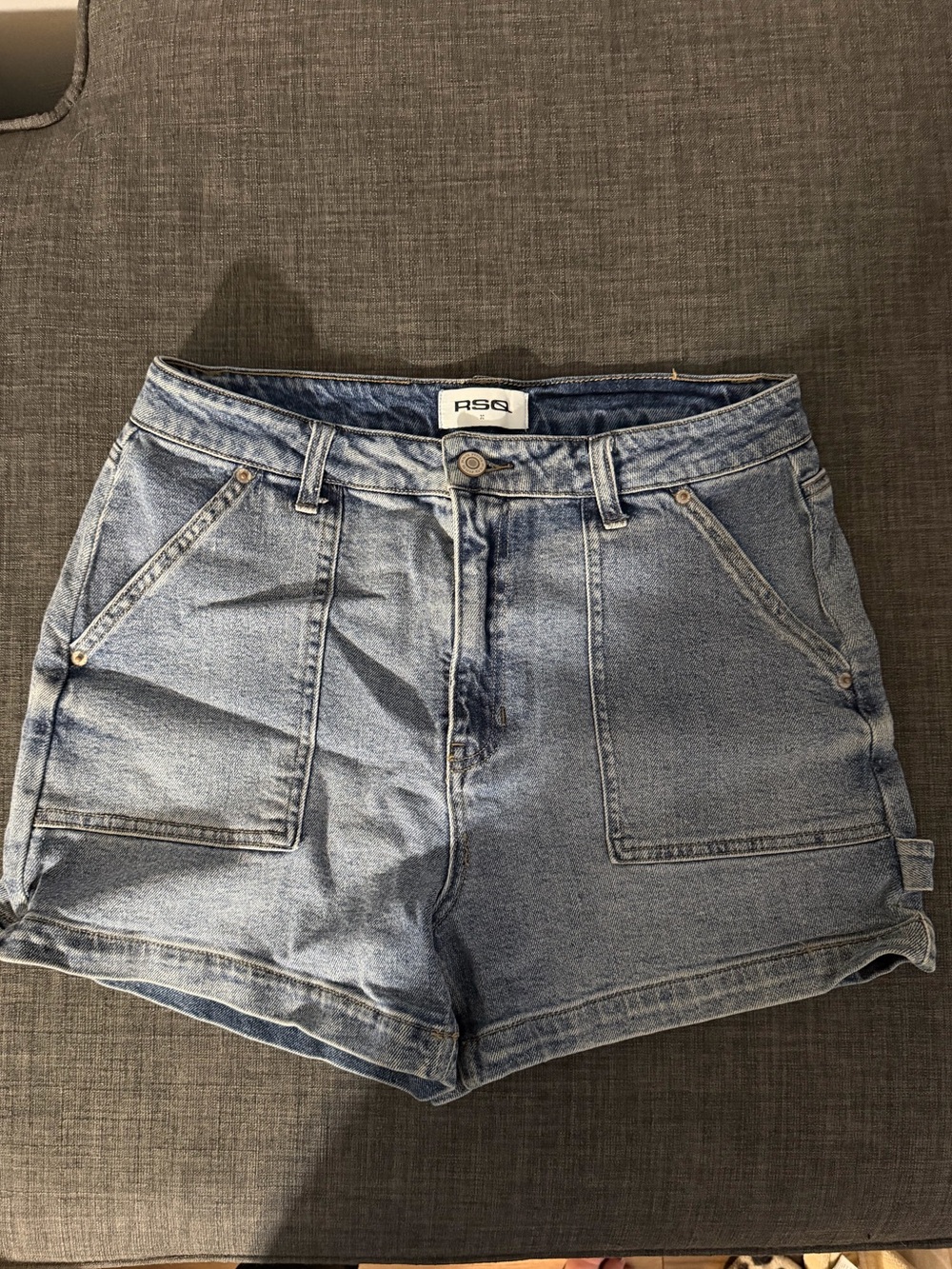 RSQ Light Wash High-Rise Denim Utility Shorts